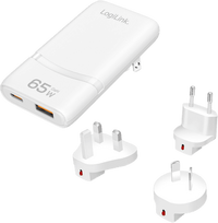 Logilink Dual-USB GaN Travel Charger 65W USB-C/USB White