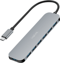 Logilink USB-C Hub, 7-Port, USB 3.2 Gen 1, 7 USB-A Aluminum.