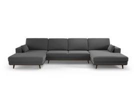 Panoraminė velvet sofa Hebe, 6 sėdimos vietos, tamsiai pilka