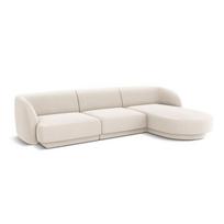Aksominė dešininė kampinė sofa Micadoni Miley, 259 x 155 x 74, balta