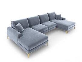 Minkštas kampas Mazzini Sofas Madara 6S, šviesiai mėlynas/auksinės spalvos