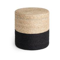 Hanse Home Jutta natūralus džiuto pufas 40x40x40 – boho sėdimoji dalis smėlio, auksinės ir juodos spalvos