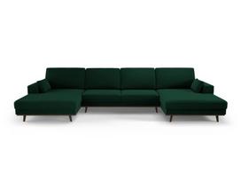 Panoraminė velvet sofa Hebe, 6 sėdimos vietos, žalio butelio sp.
