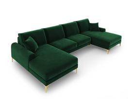 Minkštas kampas Mazzini Sofas Madara 6S, tamsiai žalias/auksinės spalvos