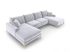 Minkštas kampas Mazzini Sofas Madara 6S, šviesiai pilkas/auksinės spalvos