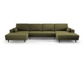 Panoraminė velvet sofa Hebe, 6 sėdimos vietos, žalia