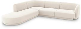 Aksominė kairinė kampinė sofa Micadoni Miley, 252 x 220 x 74, balta