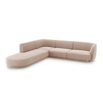 Aksominė kairinė kampinė sofa Micadoni Miley, 252 x 220 x 74, smėlio