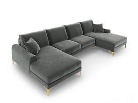 Minkštas kampas Mazzini Sofas Madara 6S, tamsiai pilkas/auksinės spalvos