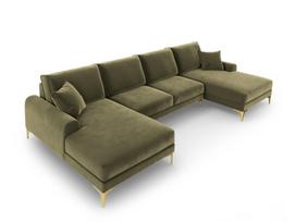 Minkštas kampas Mazzini Sofas Madara 6S, žalias/auksinės spalvos