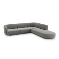 Aksominė dešininė kampinė sofa Micadoni Miley, 252 x 220 x 74, pilka