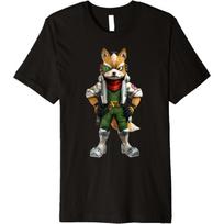 Fox McCloud 3D Poster Premium T-Shirt S juoda