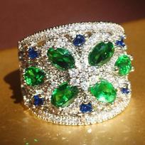 Luxury Green Flower Zircon Crystal Ring for Ladies Wedding engagement party Ring Jewelry Gift for women gift 6
