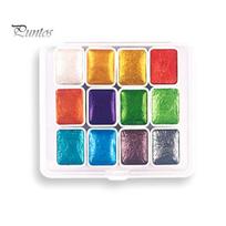 1 dėžutė 1 ml akvarelinių dažų metalo blizgučiai akvarelės pigmento nešiojama ryškių kietų dažų dėžutė menininkams 12 colours