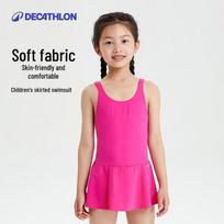 Decathlon Mergaitiško vientiso maudymosi kostiumo suknelė 165CM