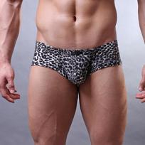 Nauji vyriški, seksualūs, prakaitą sugeriantys apatiniai leopardo raštais žemu juosmeniu L juoda