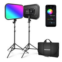 NEEWER rinkinys RGB168, 2× RGB168 LED light, 2×200 cm stand, bag