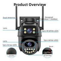 ES Kištukas 4K 8MP HD Wifi PTZ Kamera Lauko 4MP Dvigubo Objektyvo Dvigubo Ekrano AI Automatinis Sekimas IP Kamera CCTV Garso Vaizdo Stebėjimas P2P iCSee 8MP NO SD Card juoda