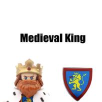 MOC Viduramžių Karalius Statybiniai Blokeliai Armijos Pilis Varna Raudonas Liūtas Juodas Erelis Riteris Kareivis Figūrėlės Kardai Skydas Ginklas Blokeliai Žaislai