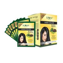 Sunny Hair Colour Black Henna-Based Natural Herbal Hair Dye 20gm X Pack of 12 For Darker, Shiny Hair
