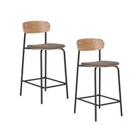 Pusbario kėdės Uosio fanera | 66 cm | 2 vnt. kompl. | Juoda Ruda