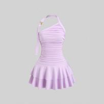Cross New Fashion Backless Gold Spiral Jewelry Design Slim Fit Dress Large šviesiai violetinė spalva