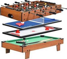 GOPLUS 4 in 1 žaidimų stalas, stalo futbolo, stalo teniso, stalo ledo ritulio ir biliardo stalas, daugiafunkcinis stalas su visais priedais, skirtas žaidimų kambariams, barams ir vakarėliams, vaikams ir suaugusiesiems