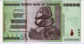 Zimbabvė 50 trilijonų dolerių banknotas Bill Pinigai Infliacija Įrašas Valiuta Zimbabvė Pinigai Banknotas