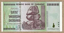 Zimbabvė 50 trilijonų dolerių itin mažos serijos AA00. Zimbabvės centrinio banko banknotas Pinigų banknotas Infliacijos rekordas Valiutos banknotas