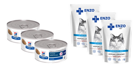 HILL'S PD Prescription Diet Feline z/d Jautrumas maistui 3x156g + ENZO VET Hipoalerginiai produktai katėms su ėriena želė 3x100g