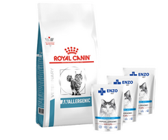 ROYAL CANIN Anallergenic Cat 2kg + ENZO VET Hipoalerginiai produktai katėms su ėriena želė 3x100g