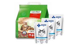 JRS Cats Best Eko Plus - Agregatinis medinis kraikas 5l / 2,1kg + ENZO VET Hipoalerginiai produktai katėms su ėriena želė 3x100g