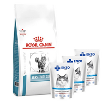 ROYAL CANIN Sensitivity Control SC 27 3,5kg + ENZO VET Hipoalerginiai produktai katėms su ėriena želė 3x100g