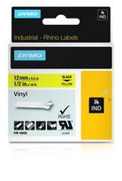 DYMO Rhino Industrial Vinyl Labels | 12 mm x 5.5 m | Black Print on Yellow | Self-Adhesive | for Rhino and LabelManager Label Makers
