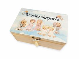 Medinė krikštadėžė su spauda ir kutu „Angeliukai“