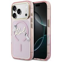 Karl Lagerfeld IML Choupettes Karl Script Logo MagSafe dėklas iPhone 17 Pro - Rožinis