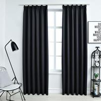 Naktinės užuolaidos su kabliukais 2vnt juodos 140x175cm
