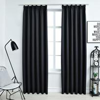 Naktinės užuolaidos su kabliukais 2vnt juodos 140x245cm