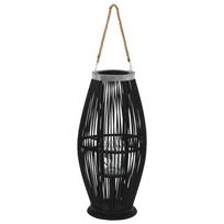 Pakabinamas žibintas žvakei juodas 60cm bambukas
