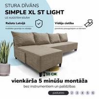 Didelis kampinis sofos be porankių Simple XL St Light Smėlio spalvos