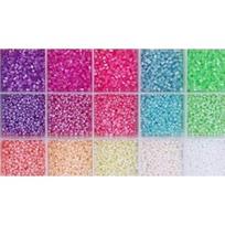 Stiklinių apvalių karoliukų (biserio) 12/0 RainBow® 15 pastelinių spalvų po 10 g rinkinys