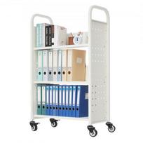 Bibliotekos knygų vežimėlis, 77x38x122 cm, balta, plienas