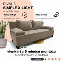 Dvivietis išskleidžiamas sofos Simple X Light, be porankių, Podrez, smėlio spalvos