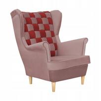 "Carol Duo" skandinaviškas fotelis su alyvinės ir bordo spalvos dryželiais - "Family Furniture