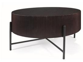 Apvalus kavos staliukas Ława Tuca – tamsaus riešutmedžio ir juodo metalo, Ø80 cm