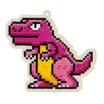 Deimantų tapybos rinkinys ant medinio pagrindo, Dinozauras Reksas, Wizardi, WWP292