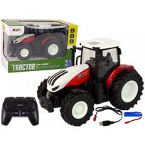 LEAN Toys Žemės ūkio traktorius 1:24, nuotoliniu būdu valdomas, R/ C Pilot Farm, baltas-raudonas
