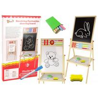 LEAN Toys 2in1 medinė edukacinė lenta, magnetinė ir kreidinė lenta + priedai, skaičiavimas