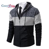 Cozy Up rudeninis šiltas megztinis su gobtuvu vyrams su storu ir aksominiu vyrišku megztiniu džemperiu. XXL tamsiai mėlyna spalva