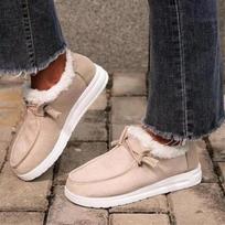 Vyriški Batai Moteriški Wendy Patogūs Plokščias Slip Ant Mujer Zapatillas Žieminiai Šilti Pliušiniai Vulcanize Sneaker Kailiai Mocassin Loafers Moteriški 38 smėlis